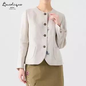 비꼴리끄 린넨 자수 노카라 자켓 B262WJ3020 1473921
