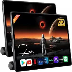 13.5인치 카 TV 헤드레스트 모니터(2개) 차량 후방 엔터테인먼트 시스템 4G RAM+64G ROM 4K 비디오 디코딩