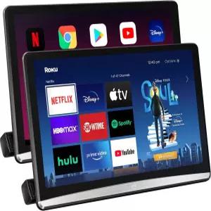 12.4인치 Android 13 카 TV 헤드레스트 모니터(2인용) 차량 후방 엔터테인먼트 시스템 지원 휴대폰 무선