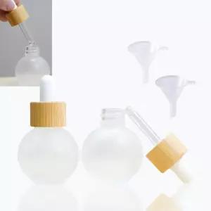 Rowcay 2 팩 50ml 빈 서리 낀 유리 스포이드 병 벌브 깔때기 2개 리필 도구를 간편하게; 피펫으로 에센셜