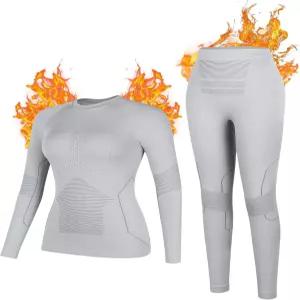 ATTRACO 여성용 롱 존스 스키 베이스 레이어용 보온 언더웨어 세트 자체 발열 원사 심리스 편안함 땀 흡수