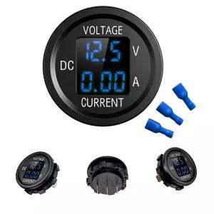 12V-24V DC LED 디지털 전압계 및 전류계 방수 라운드 전압 자동차 배터리 측정기 해양
