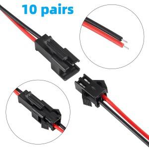 10 쌍 15cm JST SM 2 핀 플러그 남성-여성 와이어 커넥터 LED 조명용 20AWG 터미널 케이블