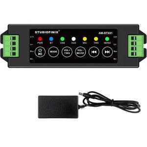 STUODIOFINIX 4채널 미니 블루투스 앰프 120W 패시브 스피커용 TWS AUX MIC USB 지원 교체 부품 포함 벽걸이/천장/해양/북쉘프 스피커에 적합