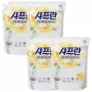 샤프란 코튼 베이비 파우더 리필 2.1L x 4개/섬유유연제 세탁 빨래 세제