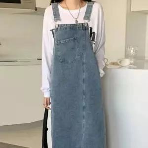 데님 멜빵 원피스 롱스커트 여성 캐주얼 빈티지 여름 간절기 홈웨어