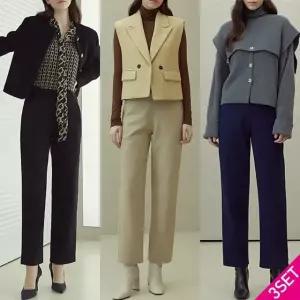 3SET [홈쇼핑방송/르오트(LeOT)] 윈터 텐션 밴딩 팬츠 3종세트-사이즈 44~88까지