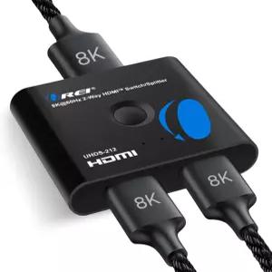 OREI 8K 양방향 HDMI 스위치 2x1/1x2 최대 8K@60Hz 돌비 비전 지원 40Gbps HDCP 2.3 HDR10 CEC 풀 3D