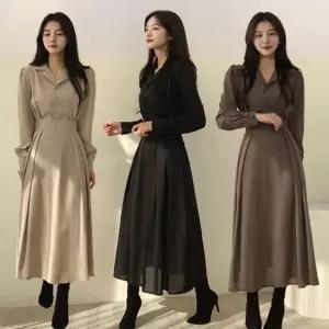고품질 여자 3컬러 우아한 하객룩 데이트룩 A라인 롱원피스