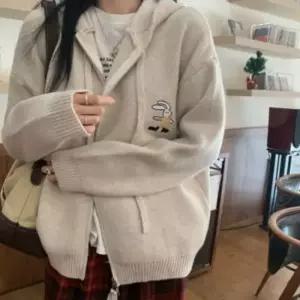 데일리룩 위드기프트 앤드올데이 후드스타일 지퍼후드 니트가디건
