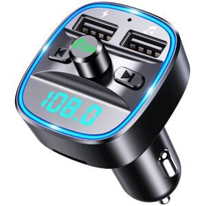 COMSOON FM 송신기 블루투스 차량용 어댑터 MP3 플레이어 | 업그레이드 핸즈프리 통화 듀얼 USB 포트 (5V /2.4A 및 1A) LED 스크린 SD/TF 카드 플래시 드라이브 지원