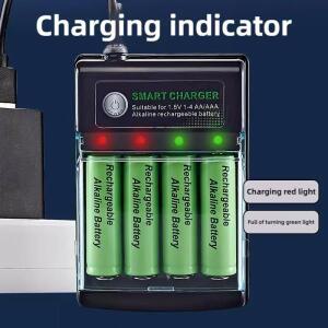 1.5V USB 4 슬롯 충전기 개별 AA 알카라인 배터리 커버 스마트 휴대용