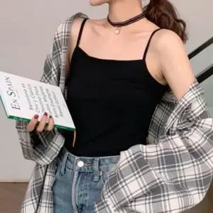 (구성색상사이즈 02캐미솔1개-블랙)쫀쫀 스판 기본 끈나시 학생 나시 이너 캐미솔 레이어드