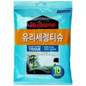 유리세정제 티슈 세정 불스원 유리 10매입(126382) 세차용품 자동차유리세정