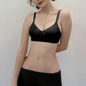 작은가슴 편한 2컬러 노 일체형패드 밴드 속옷 브래지어 여성 패드 골지 리스 노와이어 작은