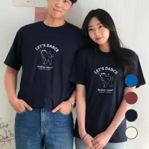 [험블스튜디오] 렛츠댄스 캐릭터 프린팅 코튼 여름반팔티