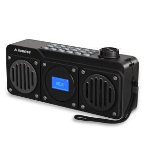 AVANTREE BOOMBYTE - 스테레오 사운드 탑재 휴대용 FM 라디오 및 블루투스 스피커 | 긴 충전 시간 마이크로 SD 카드 USB 오디오 입력 MP3 플레이어 메탈 마감 사용 편의성 높음 블랙