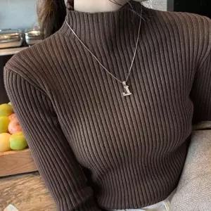 긴팔 스웨터 [FW25] 여자 니트 기본티 반폴라 골지 여성 베이직 목폴라