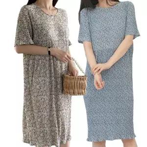 [NS홈쇼핑]마마로 여성 빅사이즈 쿨 냉감 플라워 플리츠 주름 원피스[36218348]