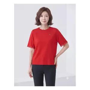 [크로커다일레이디]레드 소매 레이스 포인트 단색 티셔츠 CLCMTS202