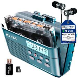 K7 카세트 플레이어 테이프를 MP3로 변환 내장 마이크 16GB 카드 | 스피커가 있는 오디오 녹음기 겸용 충전식 배터리 및 포함 이어폰 - 블루