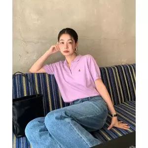 빈폴 BEANPOLE LADIES 코튼 티칼라 반소매 풀오버 라벤더 (BF6751C04T) BF6751C04T 490971