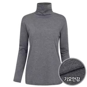 [샵앤]국산 여성 베이직 데일리 기모 스판 무지 폴라 티셔츠 DAI-WSH-0353-차콜