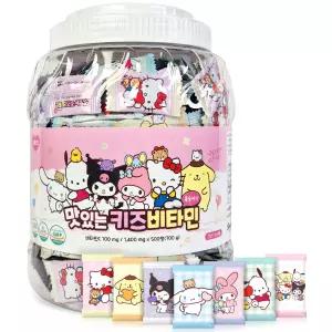 산리오 맛있는 키즈 비타민 500정 유아 어린이 비타민C 영양제 복숭아맛 캐릭터 대용량