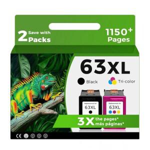 63XL INK CARTRIDGE COMPATIBLE FOR hp호환 63 XL BLACK COLOR COMBO 4650 3830 | REPLACEMENT HP63 HP63XL 5255 4520 5258 3630 4652 4655 5200 4512 3632 5252 2132 1112 3631 2130 4510 3833 PRINTER 2 PK
