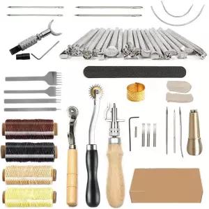 JSEIAJB 수제 가죽 제품 제작 도구 DIY 세트 파우치