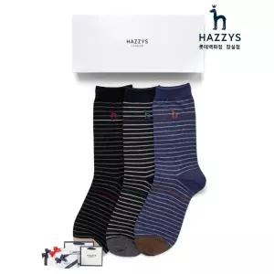 [롯데백화점]헤지스ACC [선물포장]HJSS3F105WT_스트라이프 컬러배색 남성 양말 3종세트(HI515)