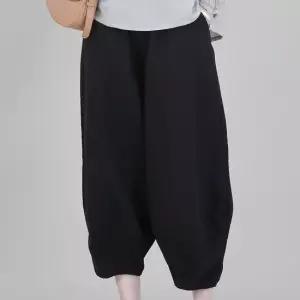 애비뉴투지 엄마옷 가든 순 면 이중직 코튼 허리밴드 주머니 여성 봄 가을 항아리 배기 바지 P10445
