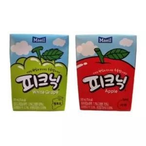 피크닉 사과. 청포도 200mlx24팩/어린이/주스/파우치/간식/음료/음료수/팩음료/어린이집/선물용/아이/학교