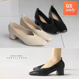 [GS단독상품] 바닐라슈 리우브 말랑소프트 각코 V컷 코팅굽 펌프스(5cm)