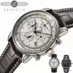 남자 여성 손목 시계 Zeppelin- 최고 방수 가죽 비즈니스 캐주얼 쿼츠 세 눈 다기능 크로노그래프 인기 판