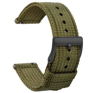 TStrap 나일론 시계 스트랩 20mm - 퀵 릴리스 밴드 소프트 블랙 남성용 캔버스 밀리터리 와치 스마트 팔찌 교체용 U2013 18mm, 20mm, 22mm 24mm