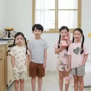 삐삐롱 남아 여아 키즈 초등학생 반팔 반바지 여름 내의 실내복 에어 메쉬 스판 5부 상하복