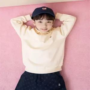 BI6141U090 빈폴 키즈 공용 셔츠 블라우스 상의 곰돌이 모노그램 포인트 상하세트