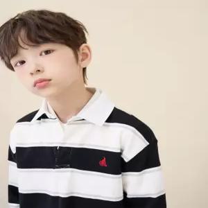 BI6141U020 빈폴 키즈 상의 럭비 스트라이프 긴소매 티셔츠 아이보리 U 5982367