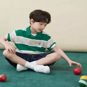 BI6342U09M 빈폴 키즈 상의 빅 멀티 스트라이프 칼라 티셔츠 - 그린 U09M 6196104
