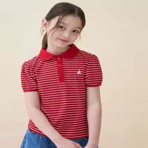 BI6342G066 빈폴 키즈 상의 T칼라 스트라이프 골지 반소매 티셔츠 G 6261823