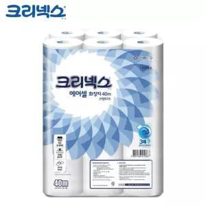 크리넥스 두루마리 화장지 물에 녹는 에어셀 40m 24롤롤티슈 두루마리화장지
