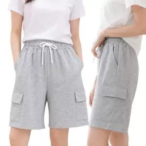 여성 카고 트레이닝 반바지 면 밴딩 스트링 주머니 5부 편한 여름 팬츠