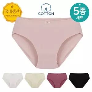 올리비아바비 국내생산 여성 면팬티 5종세트 90~105 국산 여자 순면 삼각 팬티 속옷