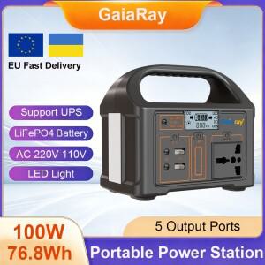 가이아레이 휴대용 발전소 100W 태양광 76.8Wh 리튬인산스틸 배터리 AC 220V 110V 캠핑용 파워뱅크