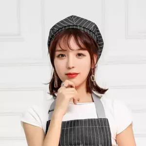스트라이프 베레모 주방모자(블랙) 조리 식당 요리복 유니폼 조리모 요리사 조리사 급식실