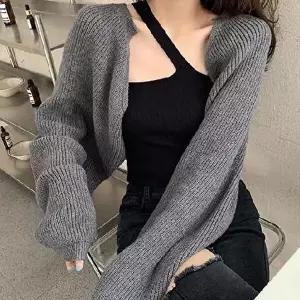 데일리룩 여성 크롭 가디건 볼레로 긴팔 숏가디건 봄 아우터 볼레로가디건