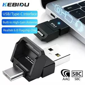 KEBIDU Bluetooth 6.0 2IN1 USB Type-C 무선 어댑터 PC PS5 헤드셋 스피커 마우스 플매트 카펫 러그 앤 플