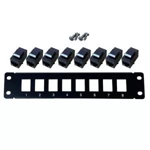 8포트 CAT5e 차폐 패치 패널 10G 지원 금속 하우징 색상 코드 라벨