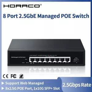 HORACO 2.5G 웹 관리형 PoE 스위치 8포트 2.5GBASE-T10G SFP100W IEEE802.3af/at Homelab POE 스위치LACP V